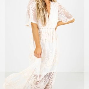 NWT Cream White Lace Maxi Dress